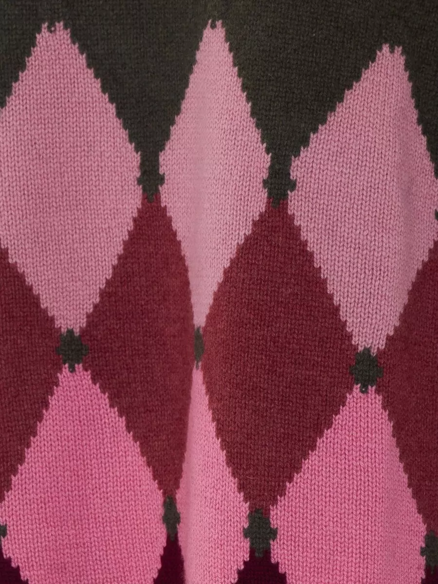 Ballantyne Cashmere Ribbed Turtleneck Argyle Sweater