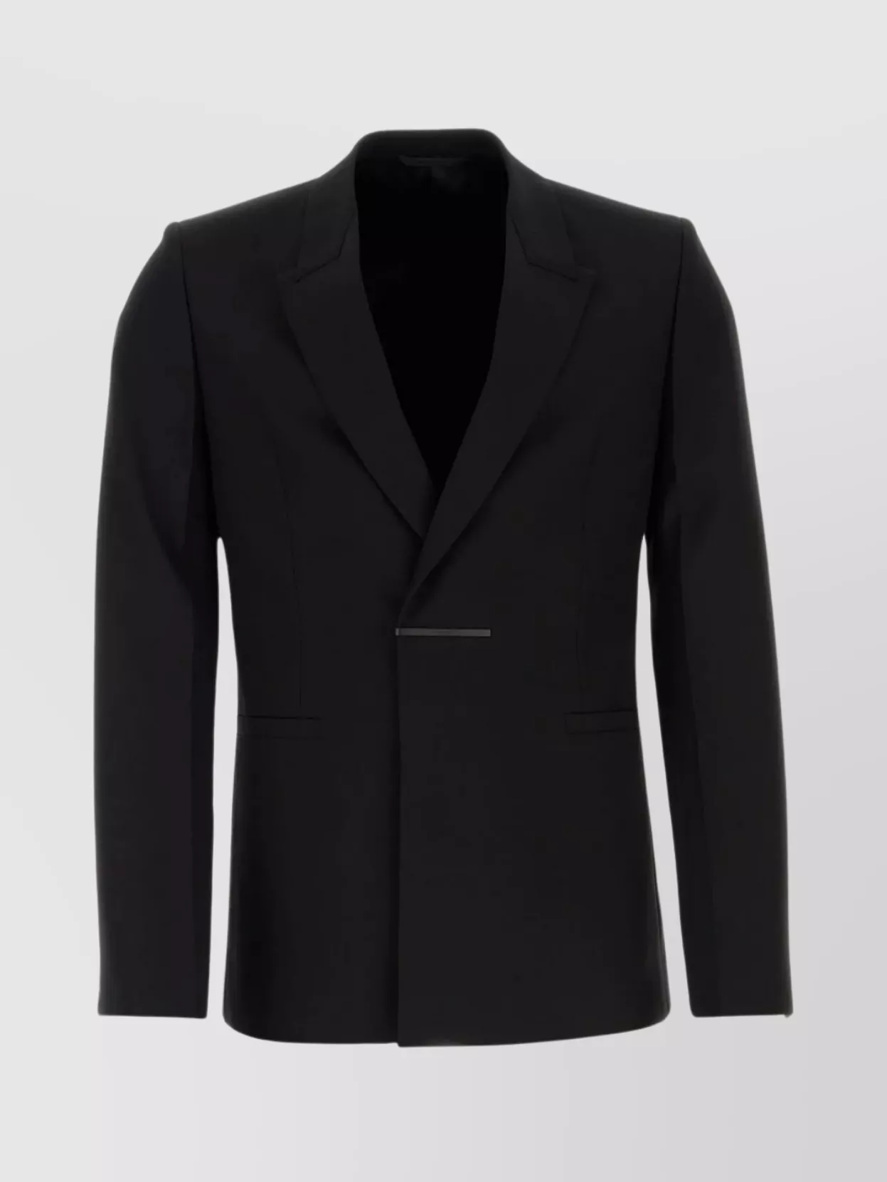 Shop Givenchy Wool Blazer With Back Slit And Padded Shoulders In Black