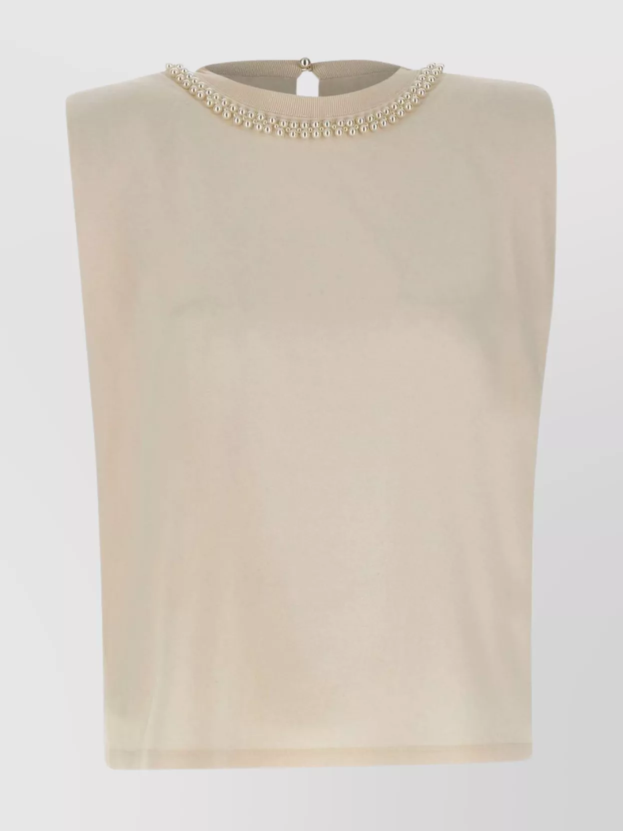 Shop Golden Goose Pearl Detail Sleeveless Cotton Top
