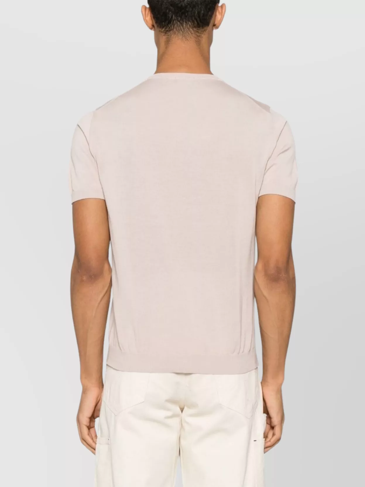Drumohr Ribbed Crew Neck Cotton T-Shirt With Short Sleeves