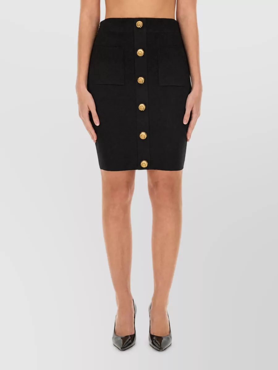 Balmain Checked knit pencil skirt