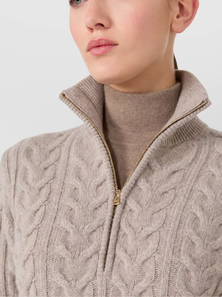 Max Mara Cashmere Fine Rib-Knit Half-Zip Sweater
