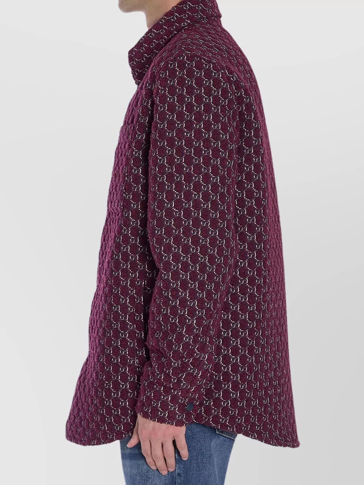 Gucci Bouclé Wool Blend Overshirt With Chest Pocket