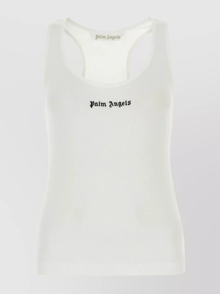 Shop Palm Angels Cotton Tank With Stretch And Racerback In White