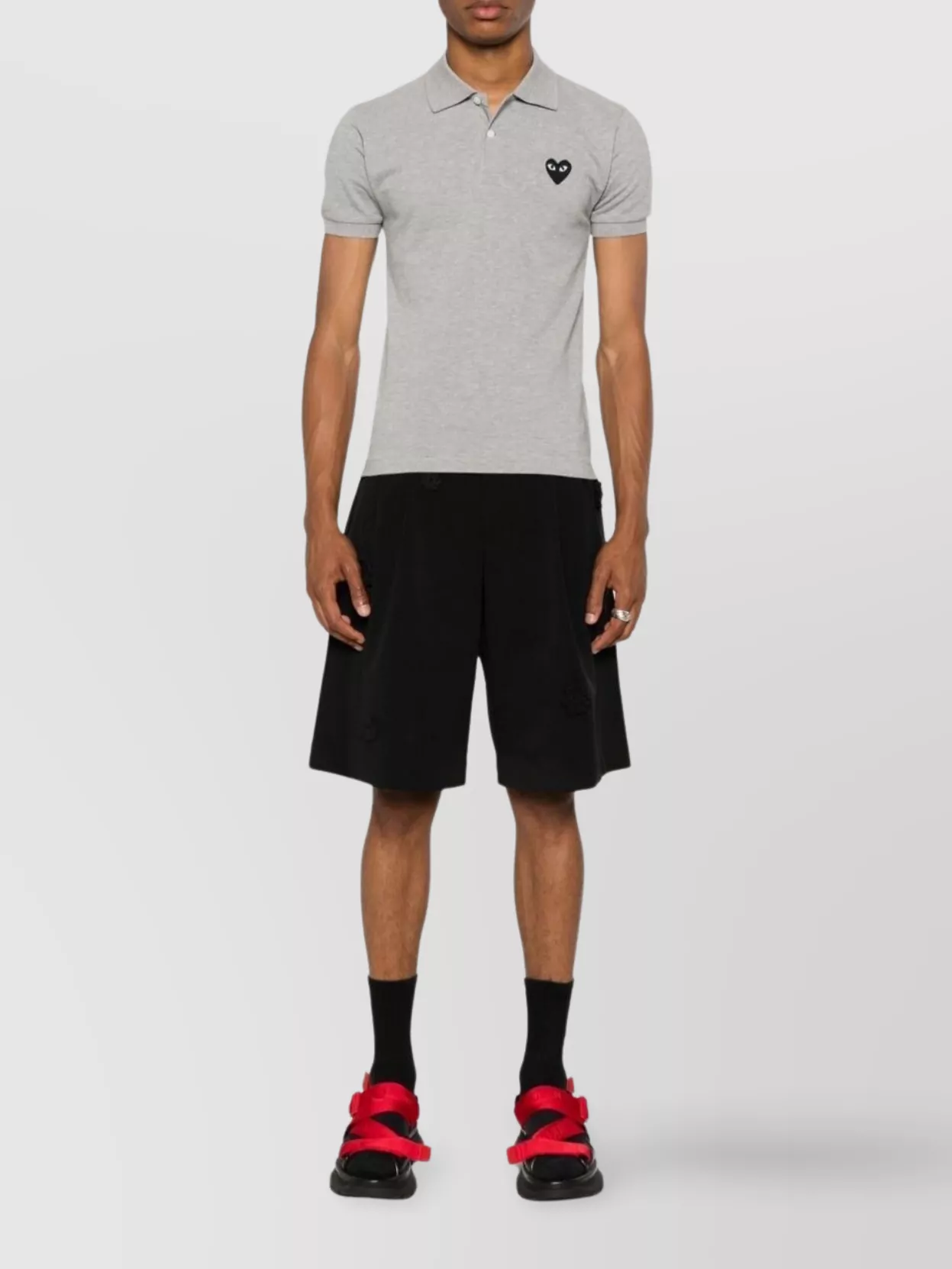 Comme Des Garçons Play Polo Top With Short Sleeves And Ribbed Cuffs