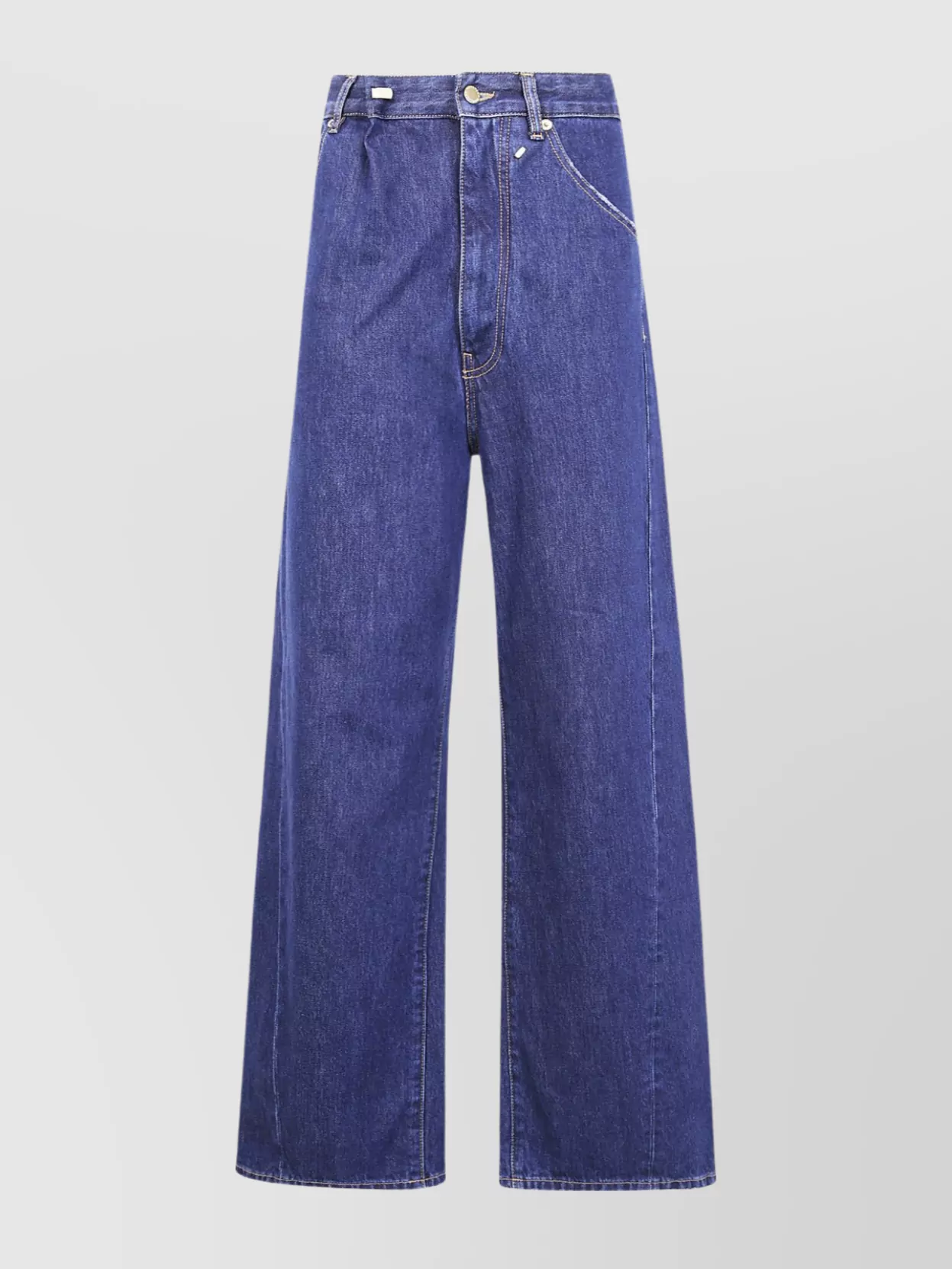 Darkpark Wide Leg Denim Trousers With Belt Loops In Blue