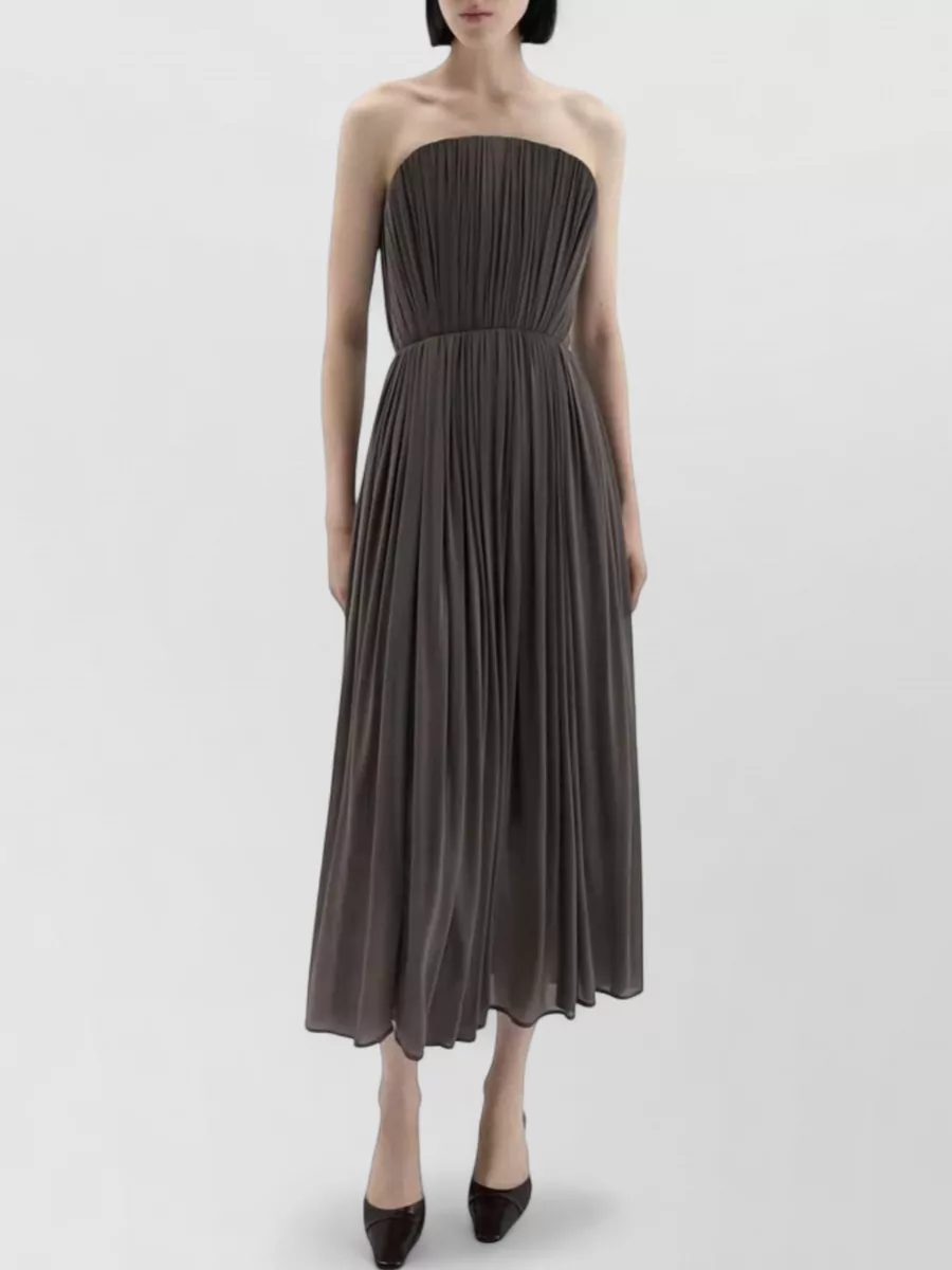 Magda Butrym Strapless Pleated Corset Midi Dress