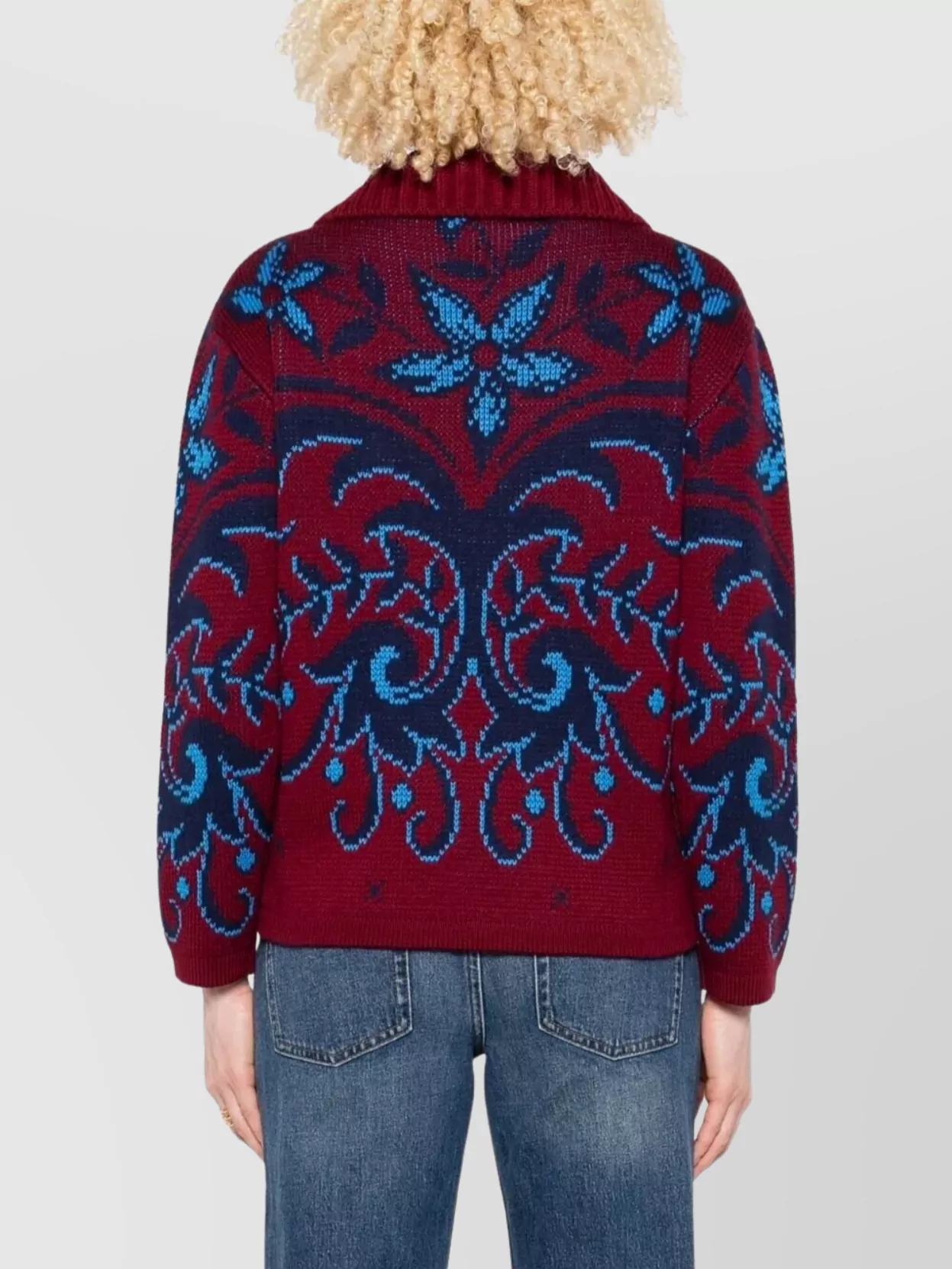 Etro Wool Sweater Floral Pattern In Red