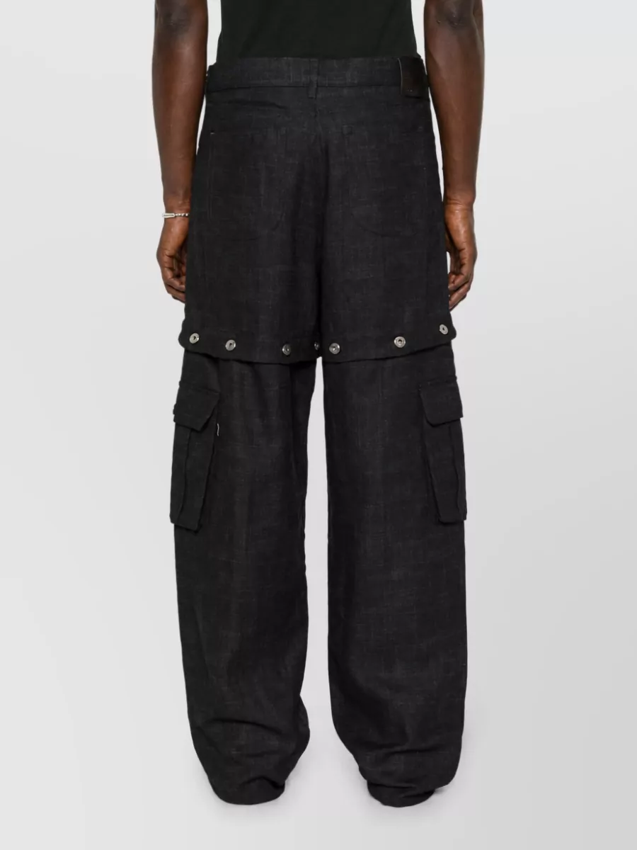 Off-White Linen Wide-Leg Trousers