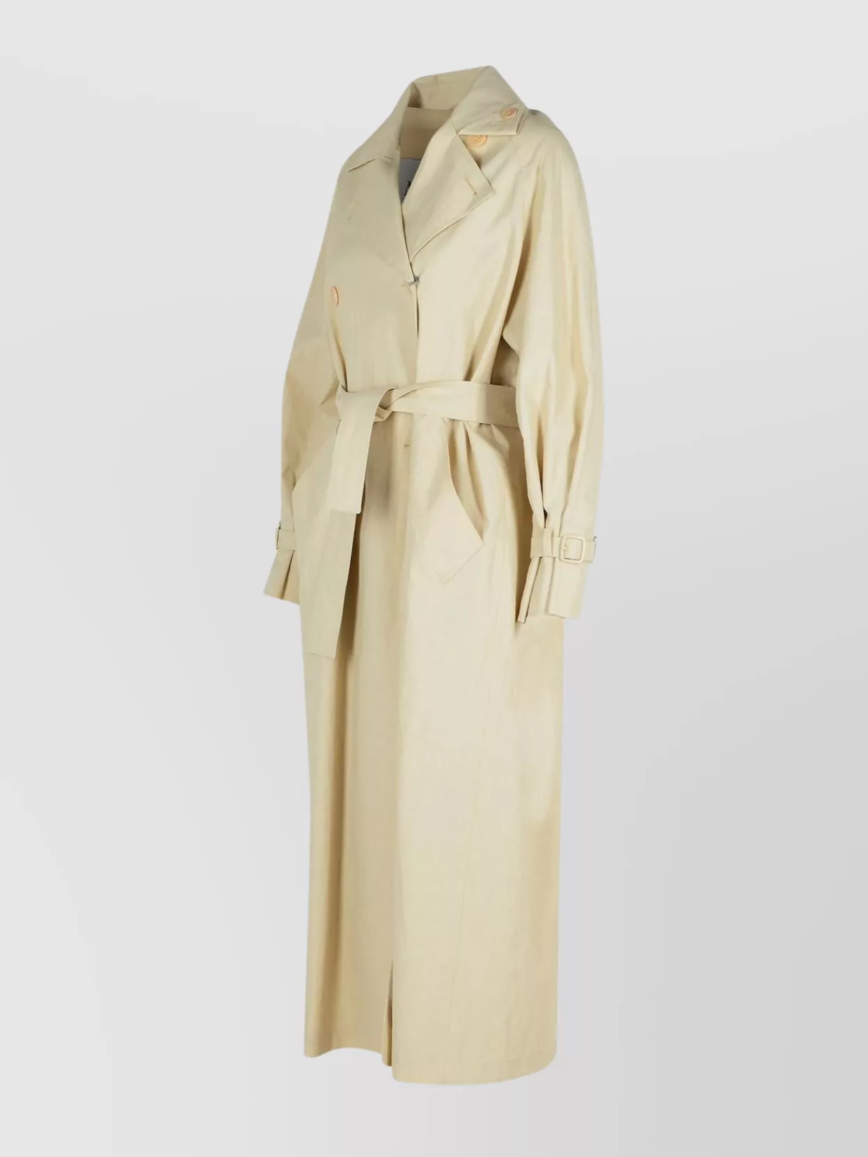 Max Mara Double-breasted Ivory Trench Coat With Belted Waist