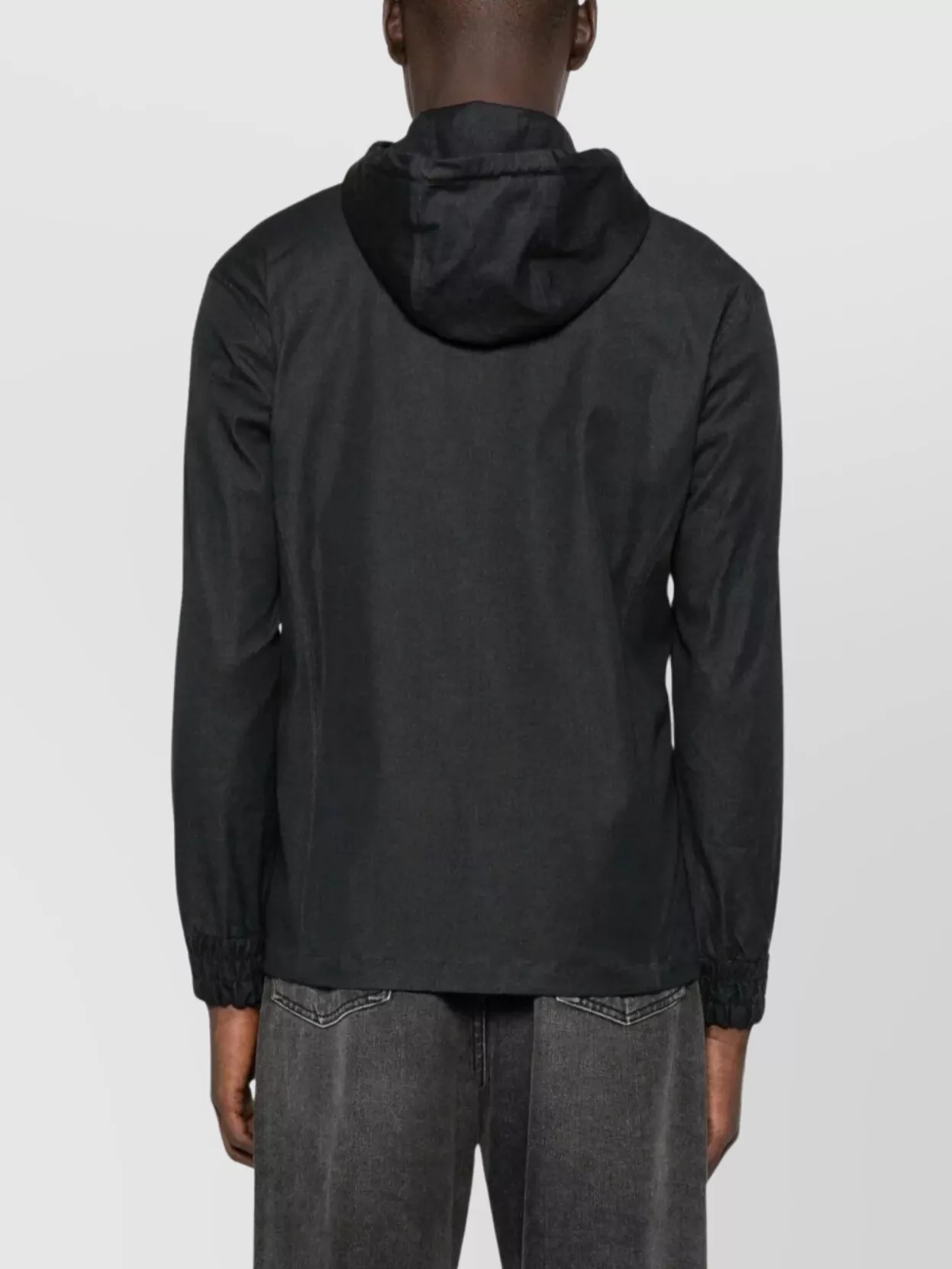 Kiton Zip-up Hooded Jacket Kangaroo Pocket In Black
