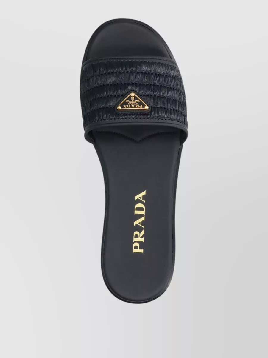 Prada Raffia Heeled Slides