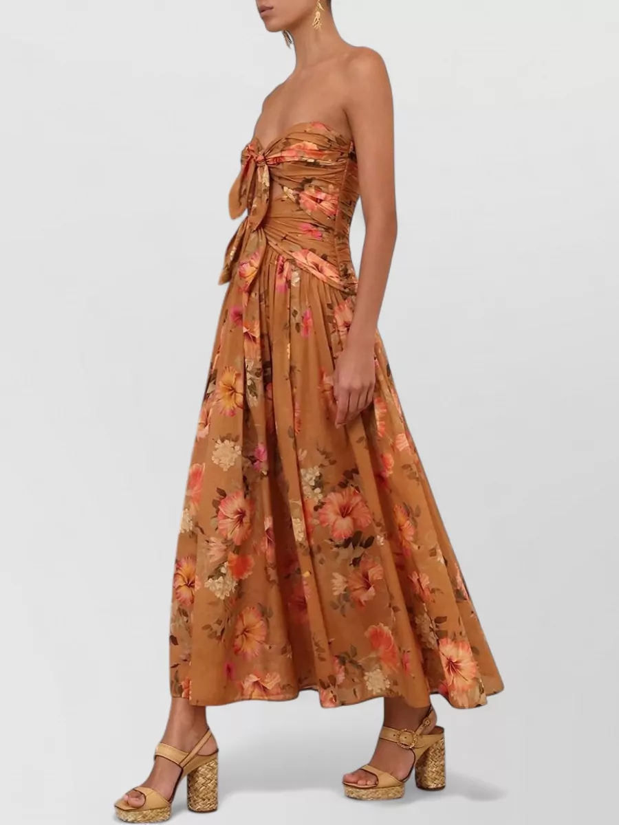 Zimmermann Cotton Cutout Tie Front Midi Dress
