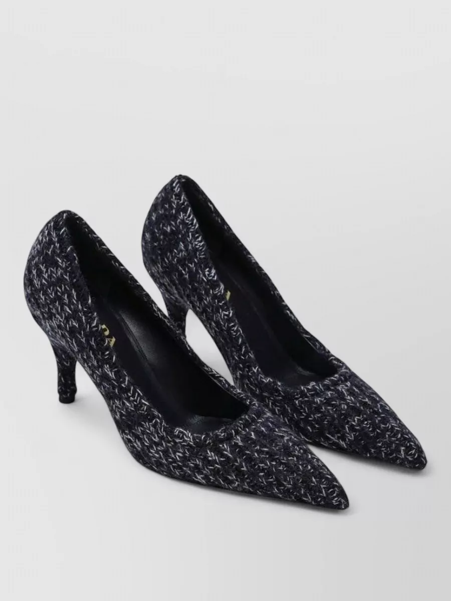 Prada Pumps Pointed Toe Textured Fabric Design