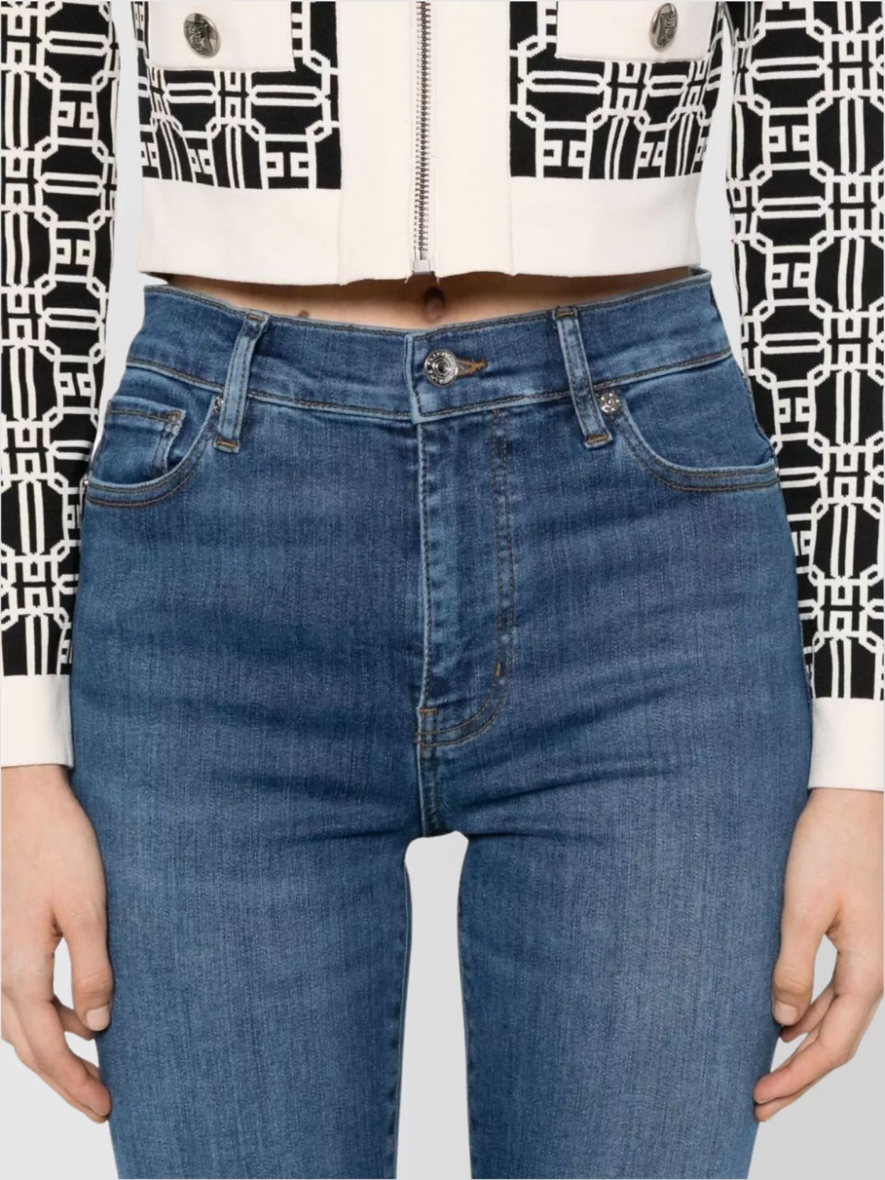 Frame Flared High-Waisted Denim Trousers