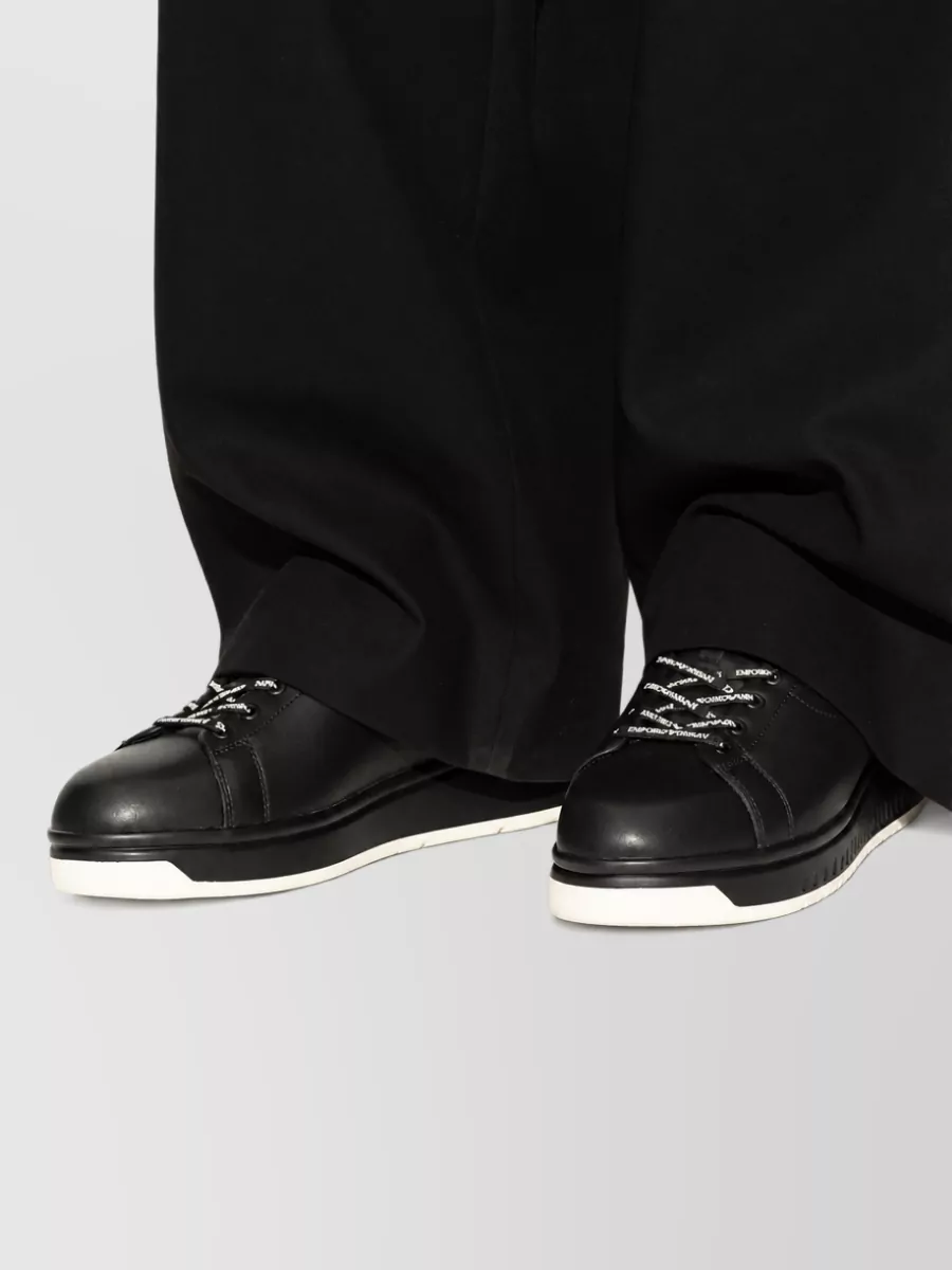 Emporio Armani Leather Lace-Up Sneakers