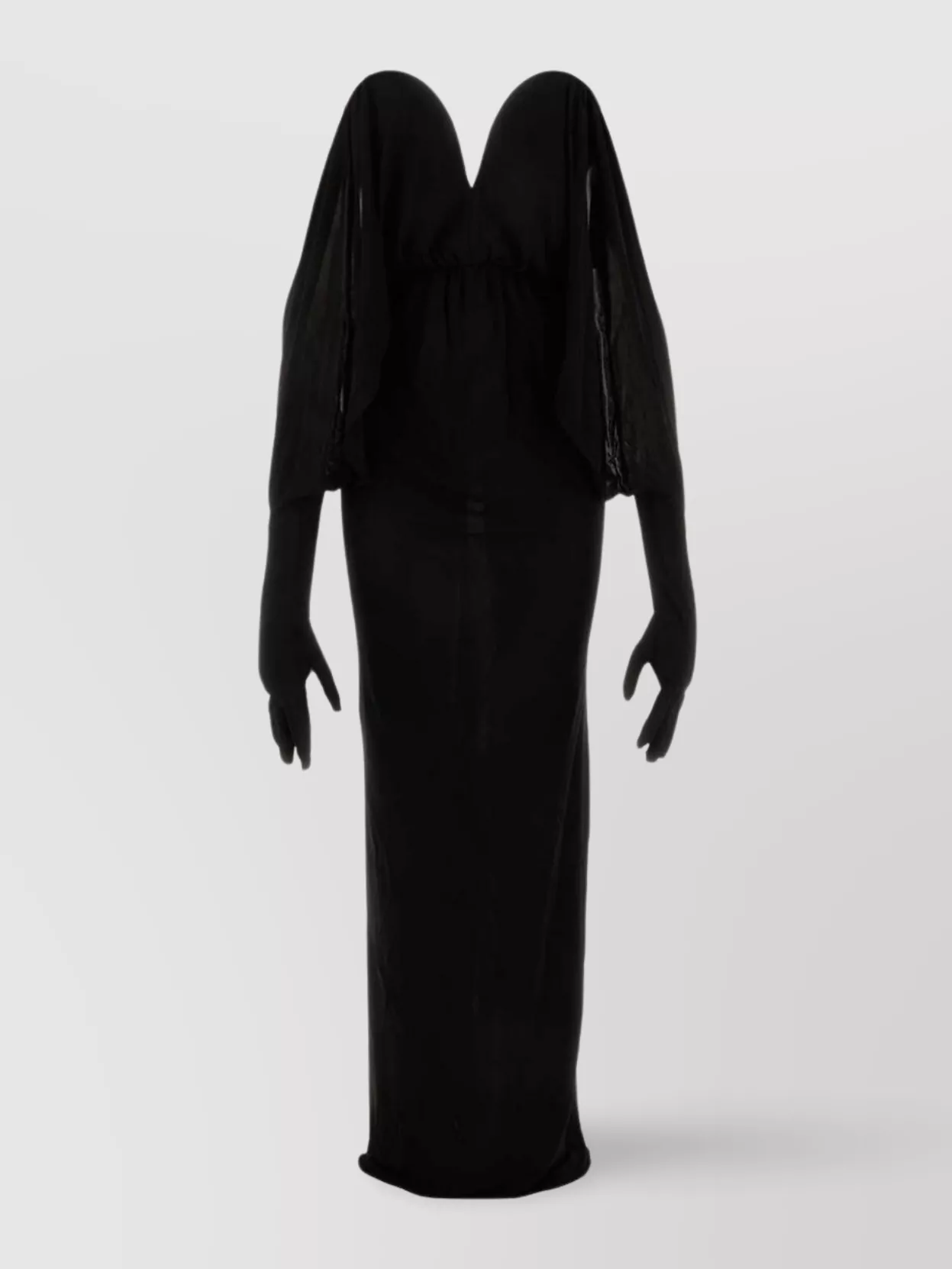 Shop Saint Laurent Long Viscose Dress With Puff Sleeves And Sweetheart Neckline In Black