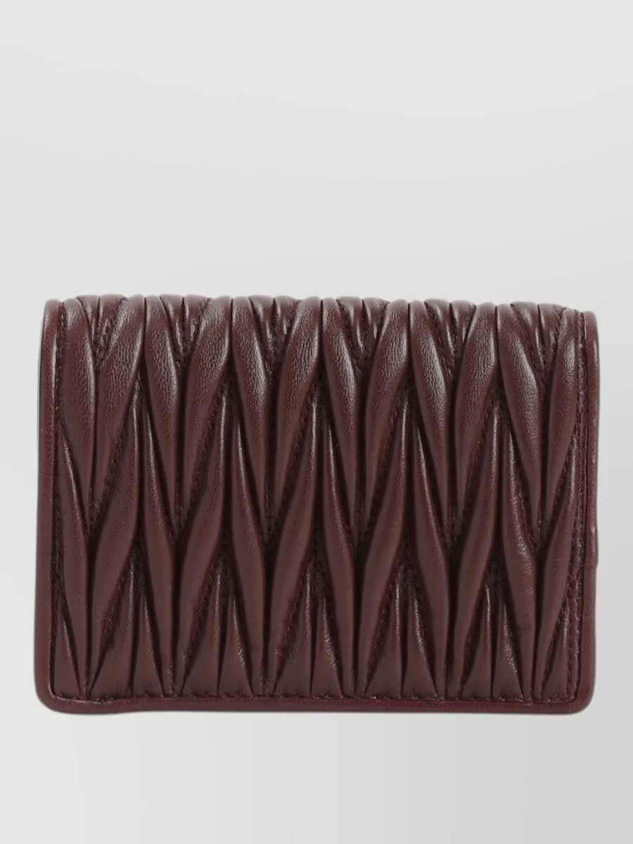 Miu Miu Quilted Texture Cardholder And Wallet In Red