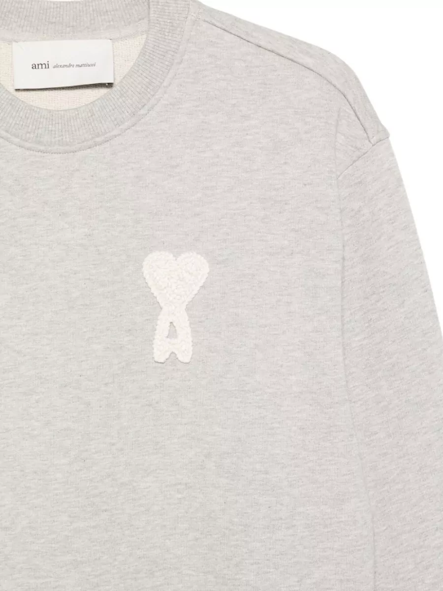 Ami Paris Ribbed-Cuff Crew-Neck Sweatshirt