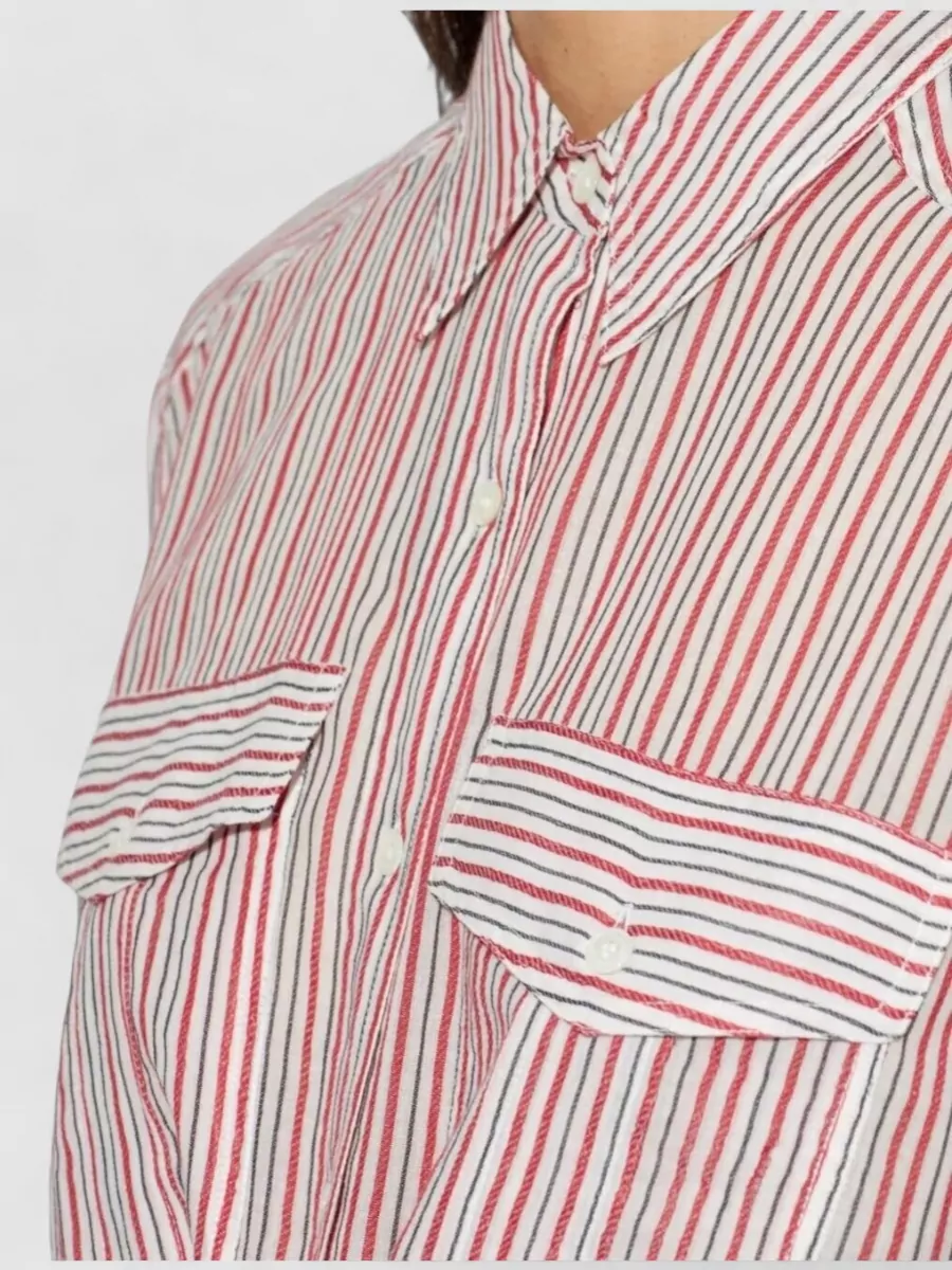 Isabel Marant Etoile Tie Up Cotton Voile Striped Shirt