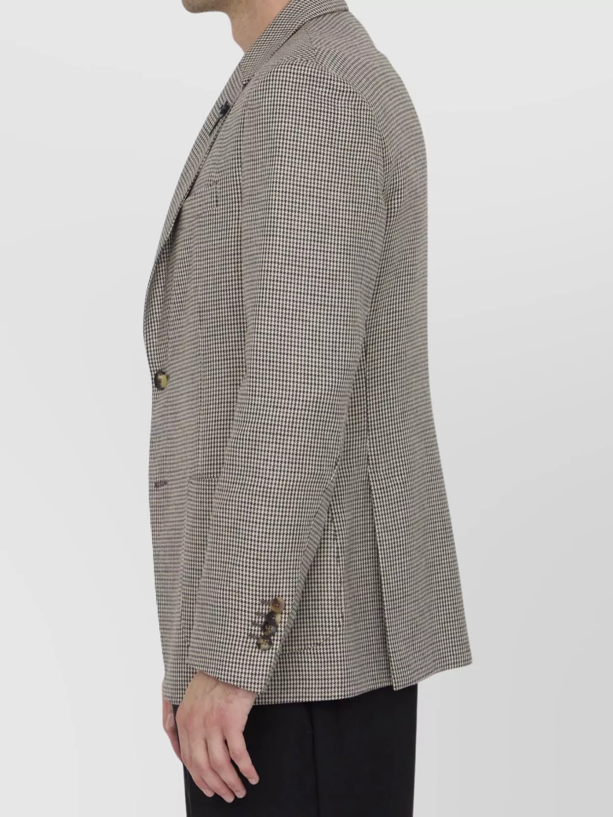 Lardini Single-Breasted Houndstooth Lapel Jacket With Brooch