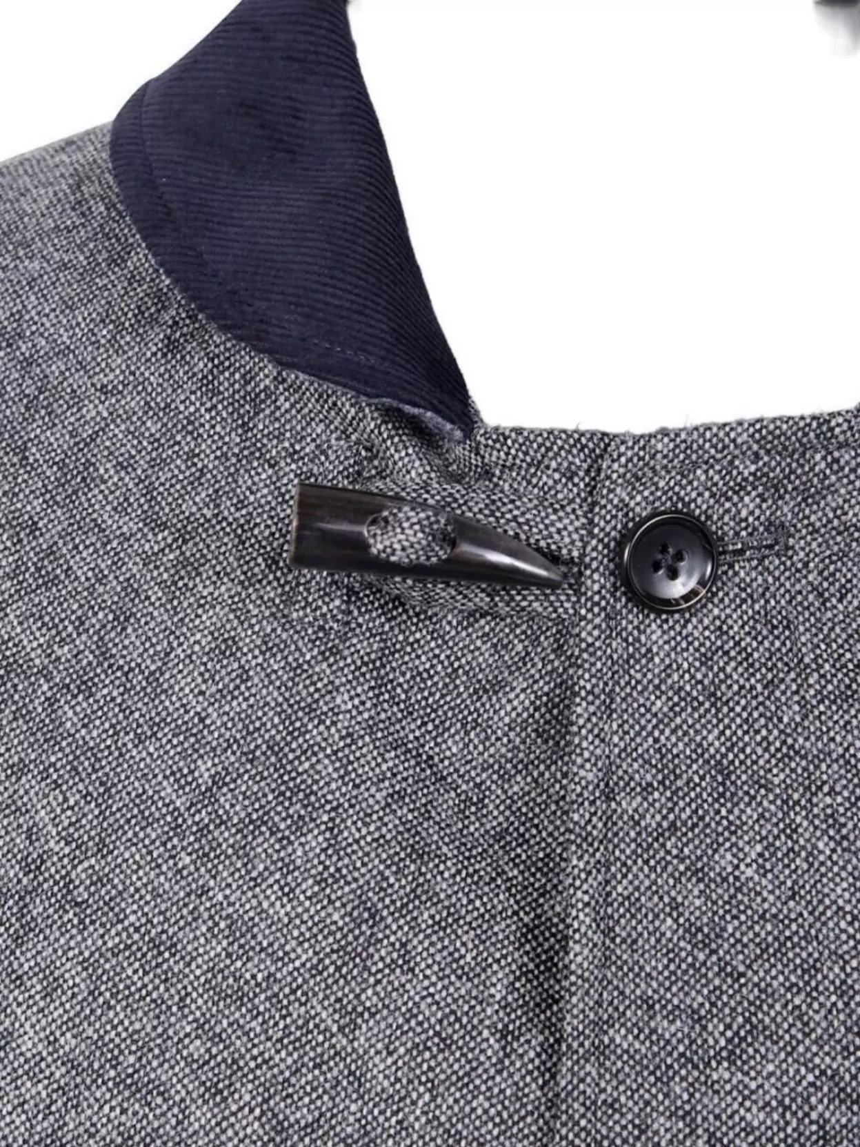 Thom Browne Solid Donegal Tweed Coat With Fisherman Shawl In Multi