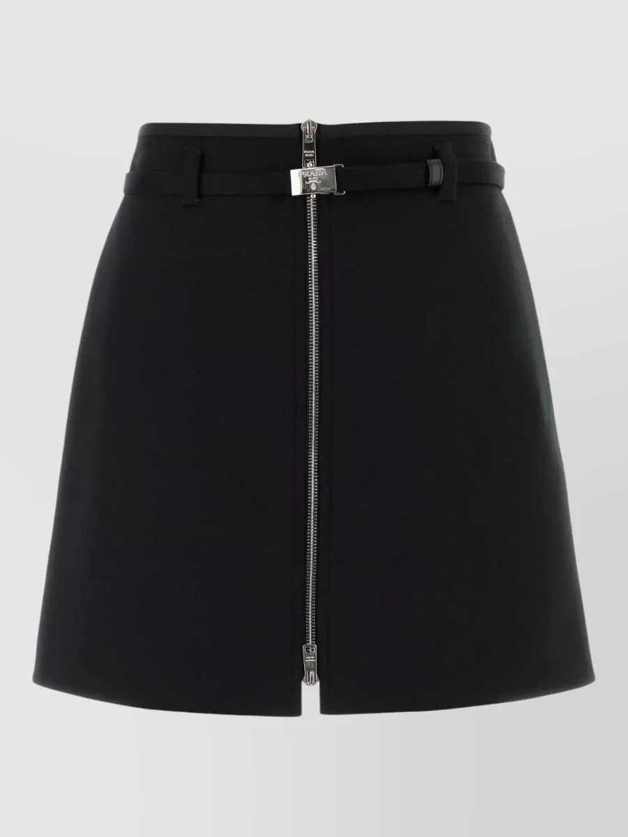 Prada Virgin wool mini a-line skirt