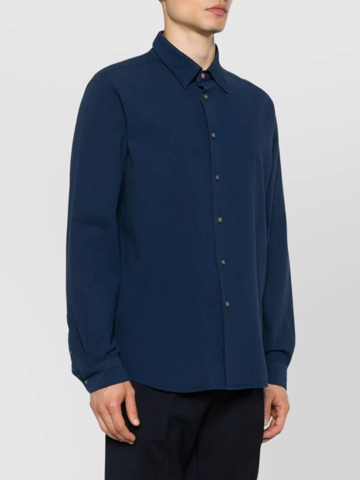Paul Smith Collared Shirt With Curved Hem And Long Sleeves