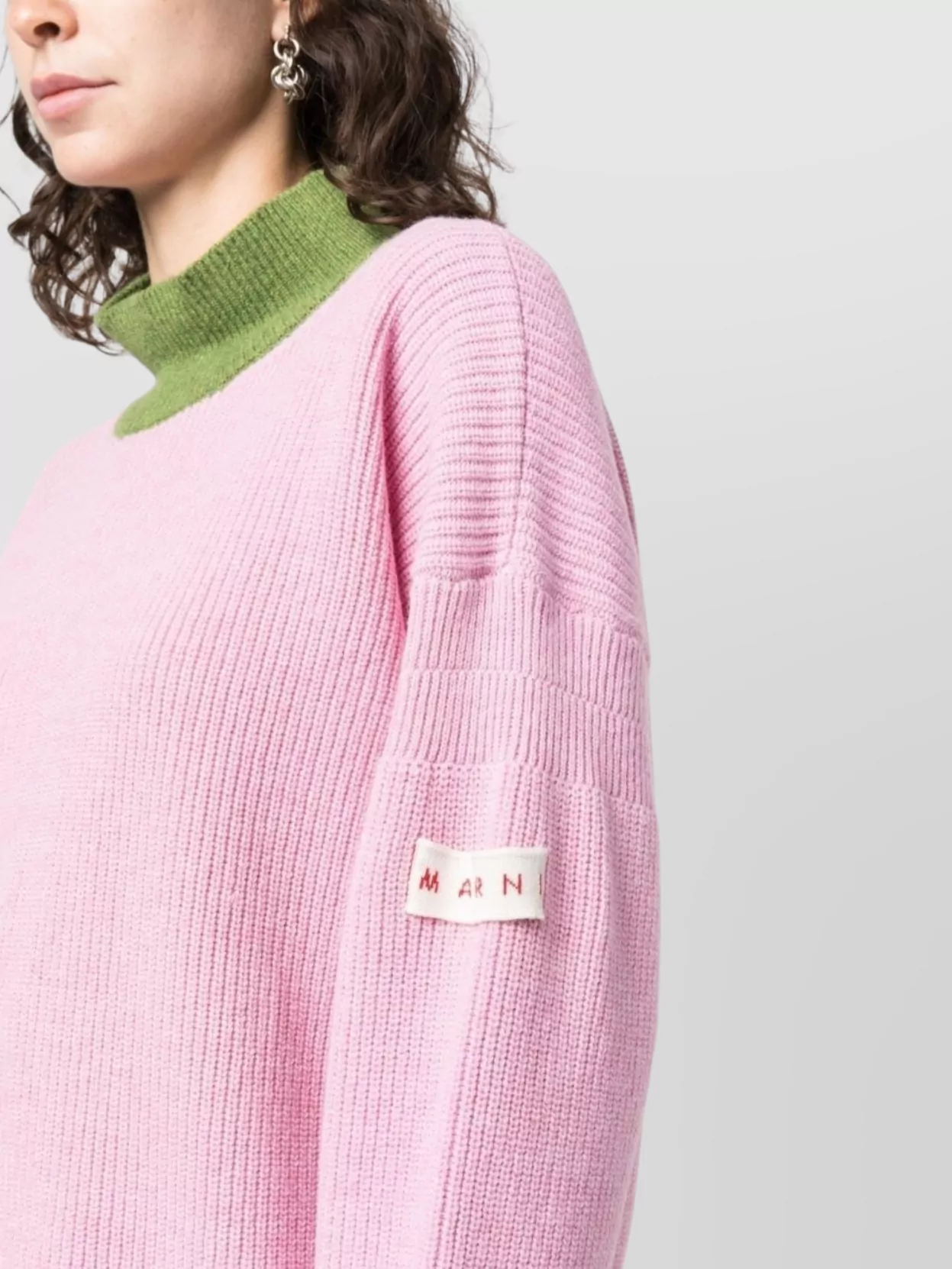 Marni Loose Fit Crew Neck Sweater With Asymmetric Hem