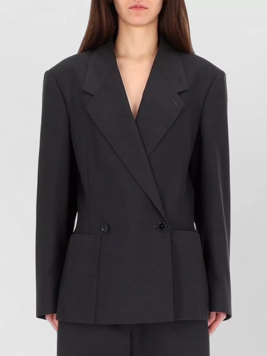 Lemaire Double-Breasted Jacket Structured Shoulders