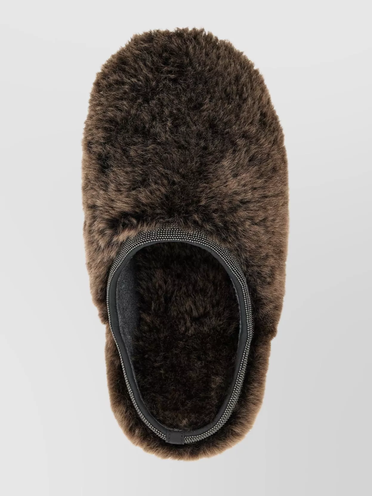 Brunello Cucinelli Round Toe Faux Fur Flat Sole Sandals