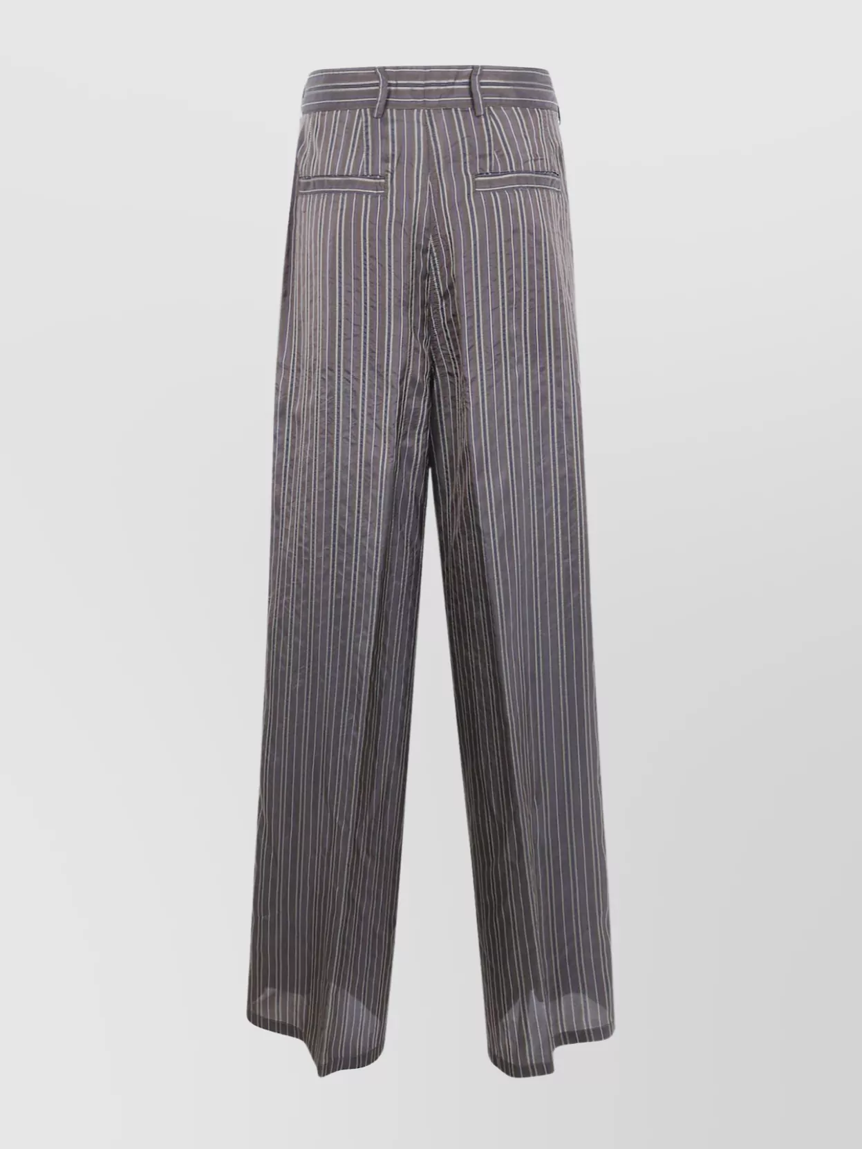 Dries Van Noten Striped Wide-leg Trousers Pockets In Gray