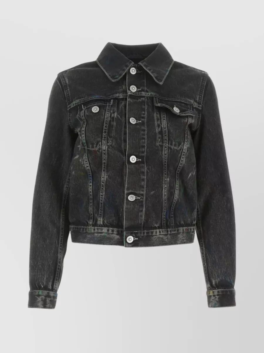 Shop Maison Margiela Shortened Waist Jacket With Adjustable Tabs In Black