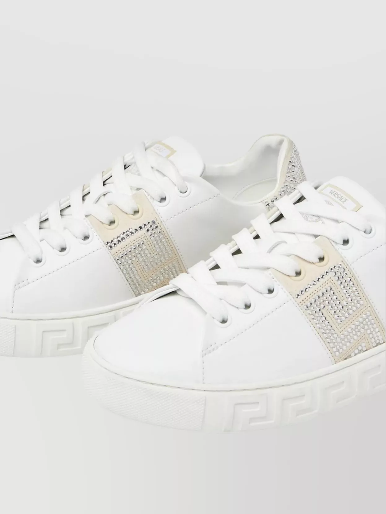 Versace Crystal Embellished Greca Pattern Sneakers