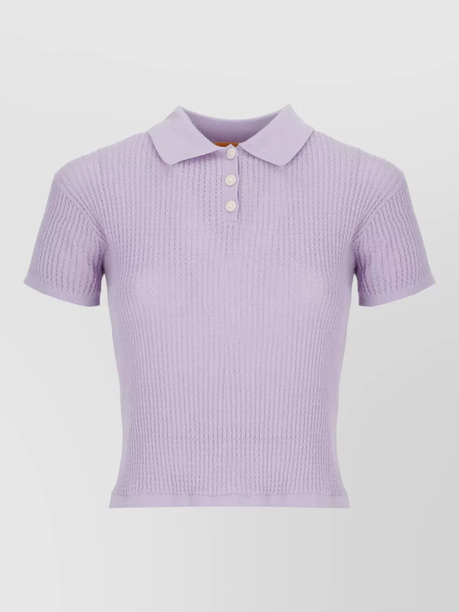 Guest In Residence Cashmere Knit Short-Sleeve Polo Top