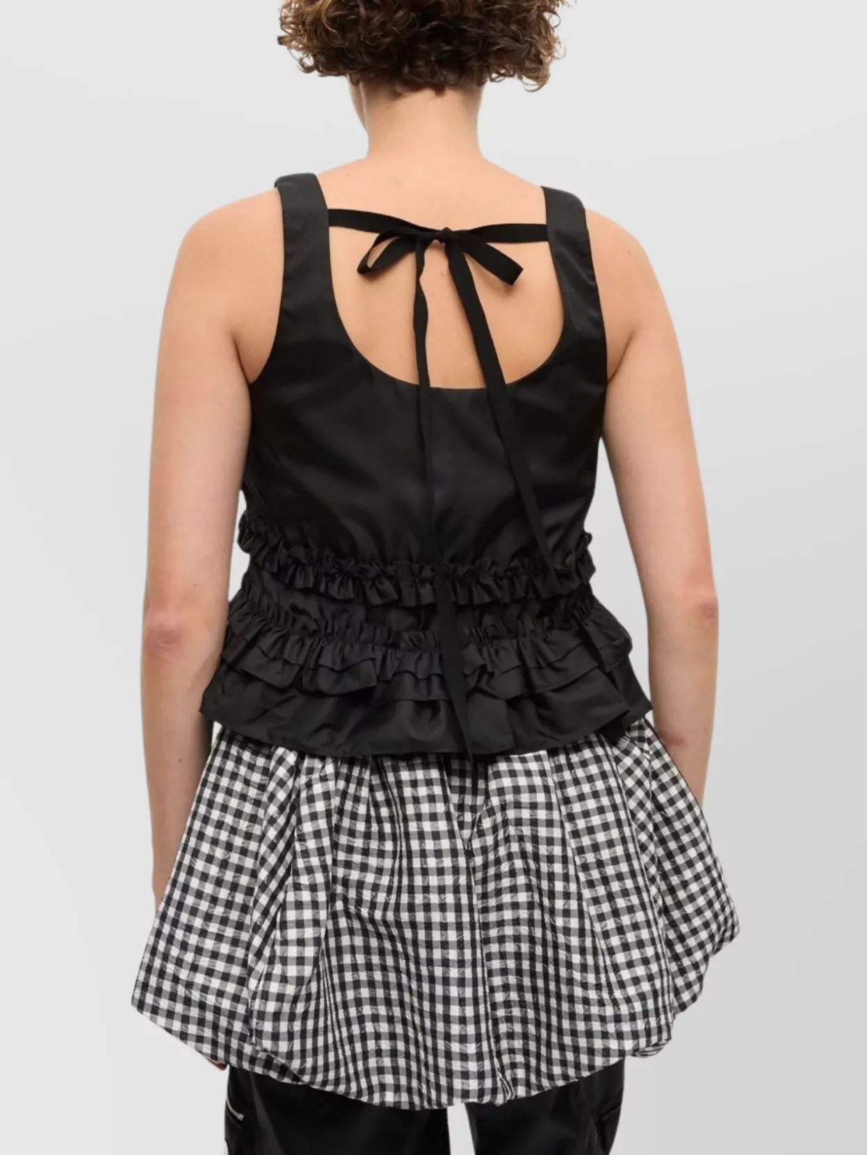 Ganni Sleeveless Ruffle Hem Top