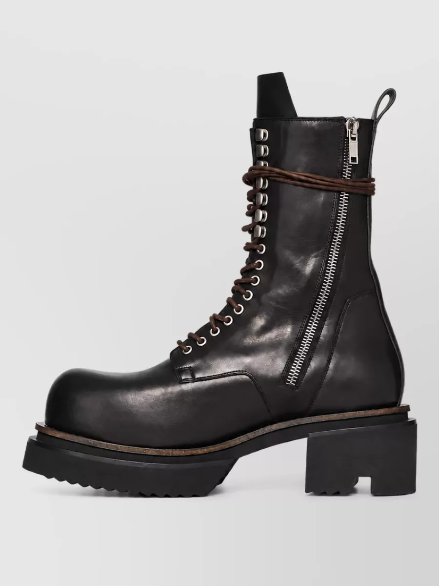 Rick Owens Leather Lace-Up Boots