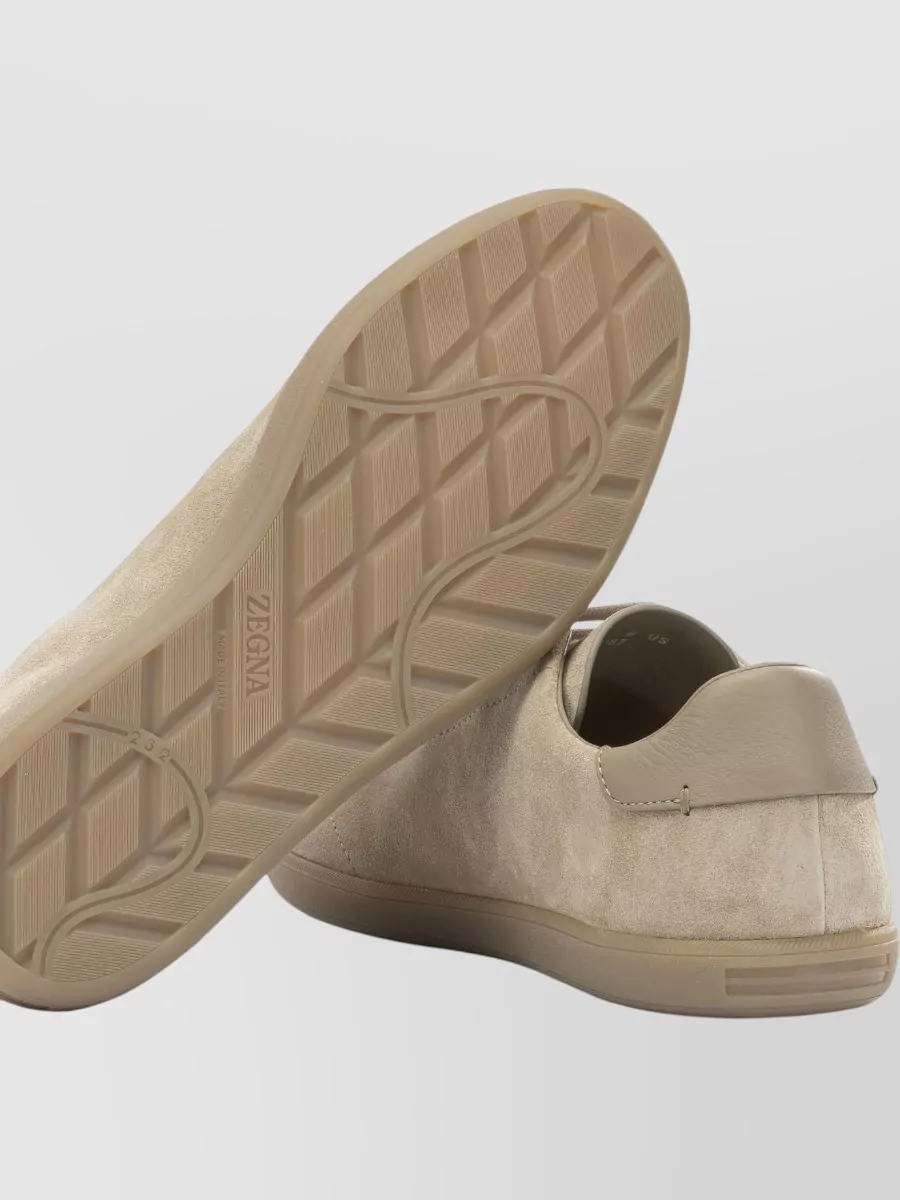 Zegna Low Top Suede Sneaker Slip On Rubber