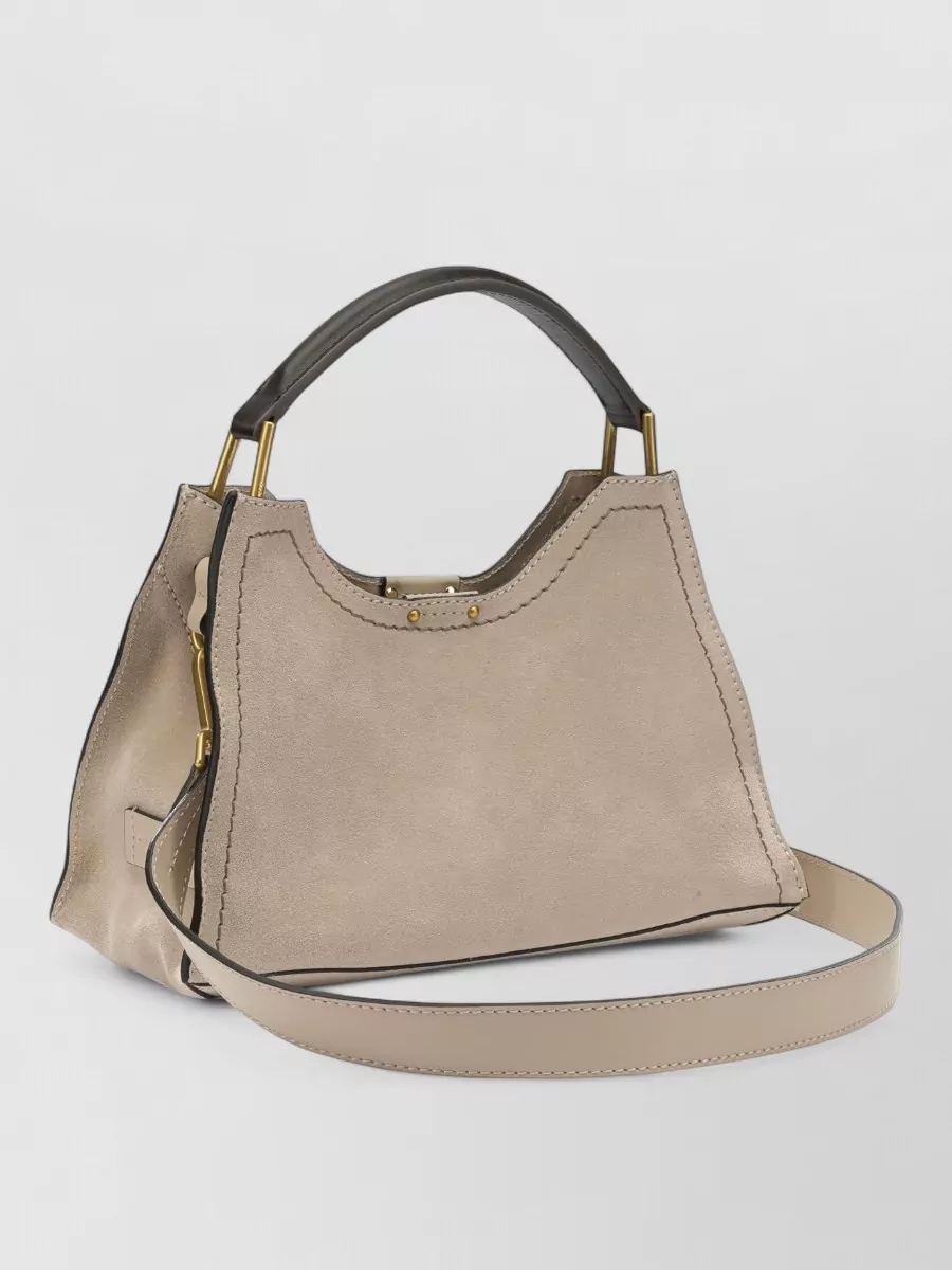 Gianni Chiarini Shoulder Bag Suede Finish Gold Tone Hardware