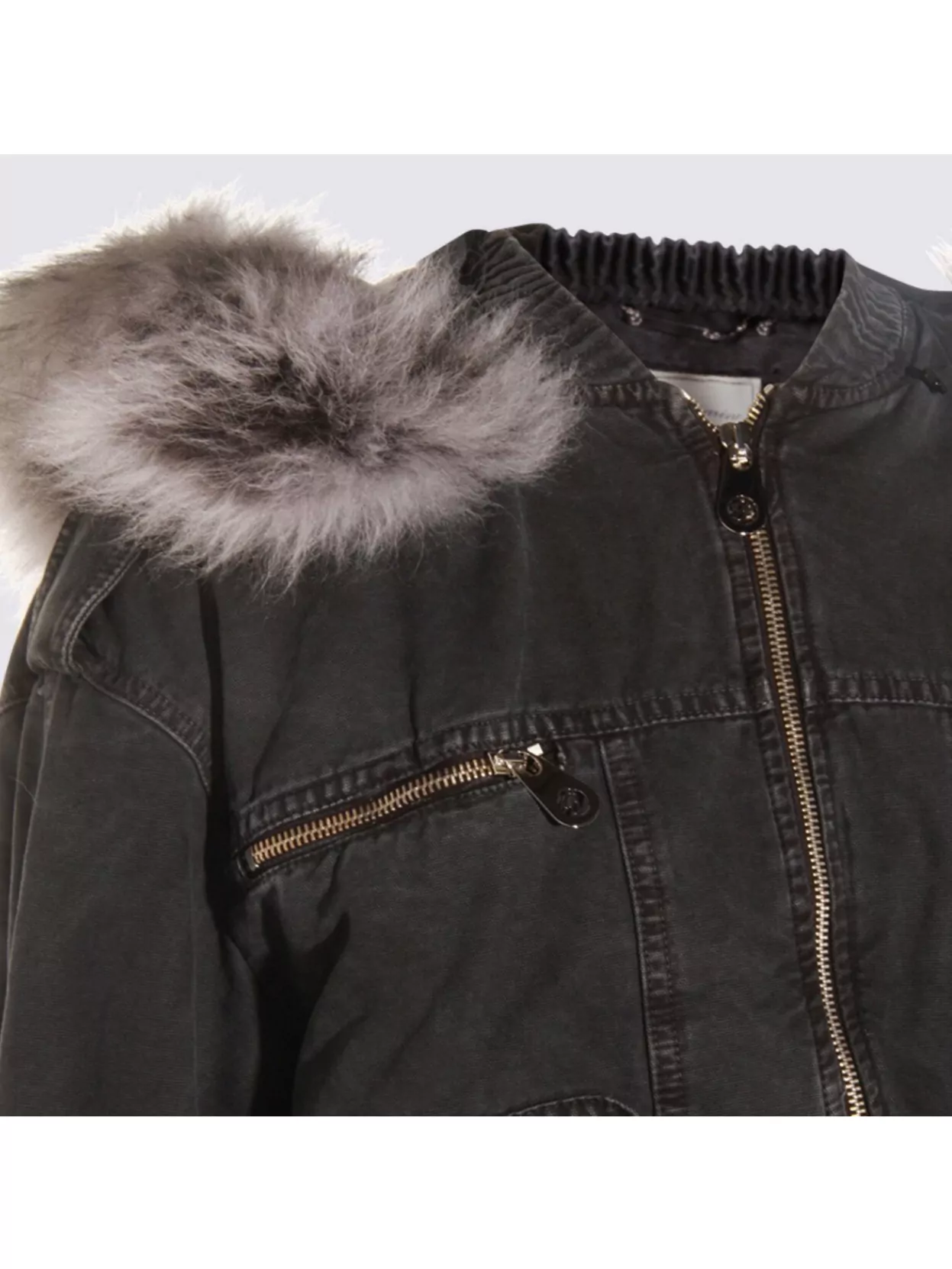 Blumarine Hooded Jacket With Faux Fur Trim