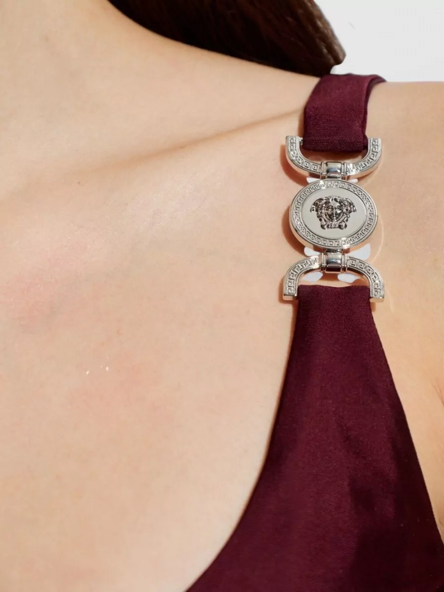 Versace Sleeveless Silk Midi Dress Scoop Neckline