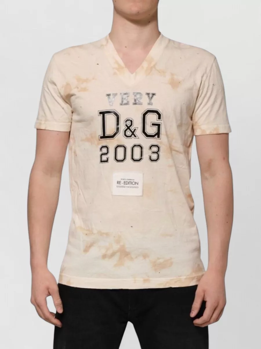 Dolce&Gabbana cotton logo print short sleeve v-neck t-shirt