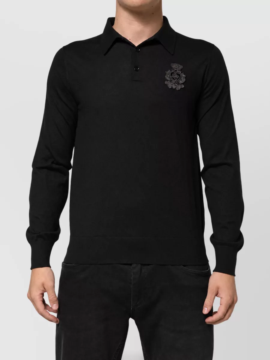 Dolce&Gabbana Cashmere Long-Sleeve Polo Shirt