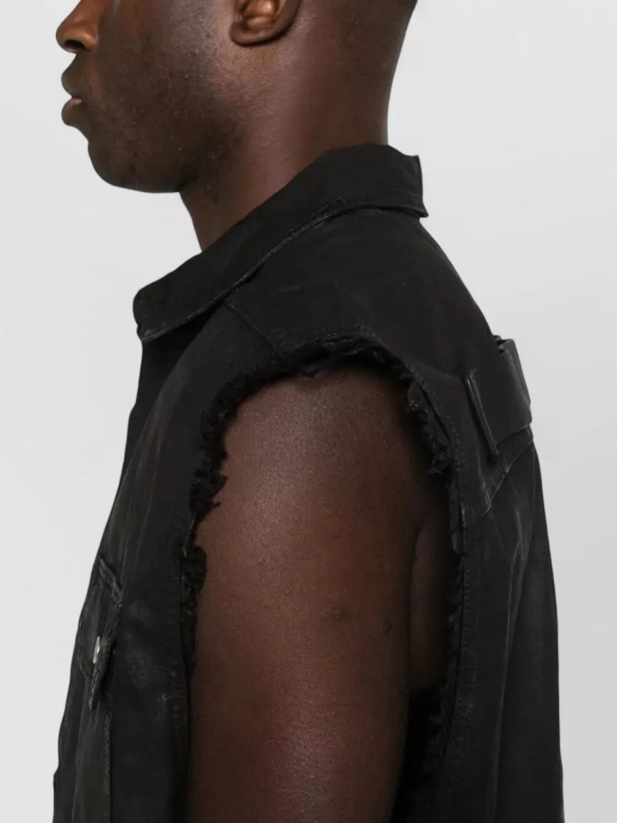 Rick Owens Drkshdw Fringed Cotton Shirt Jacket