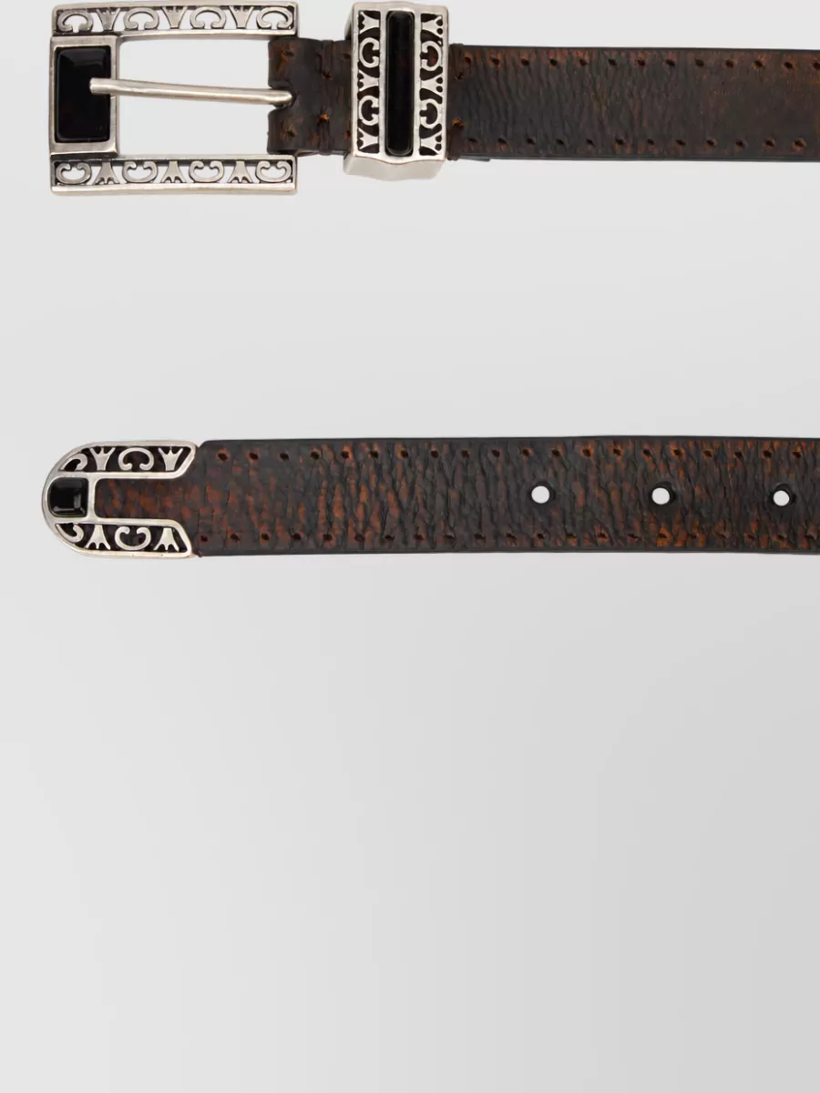 Golden Goose leather belt with decorated buckle