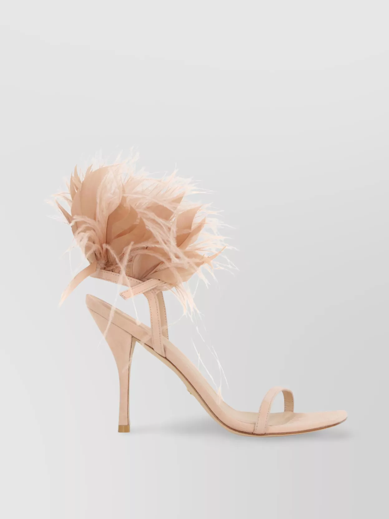 Stuart Weitzman Feather Embellished Suede Stiletto Sandals In Pink