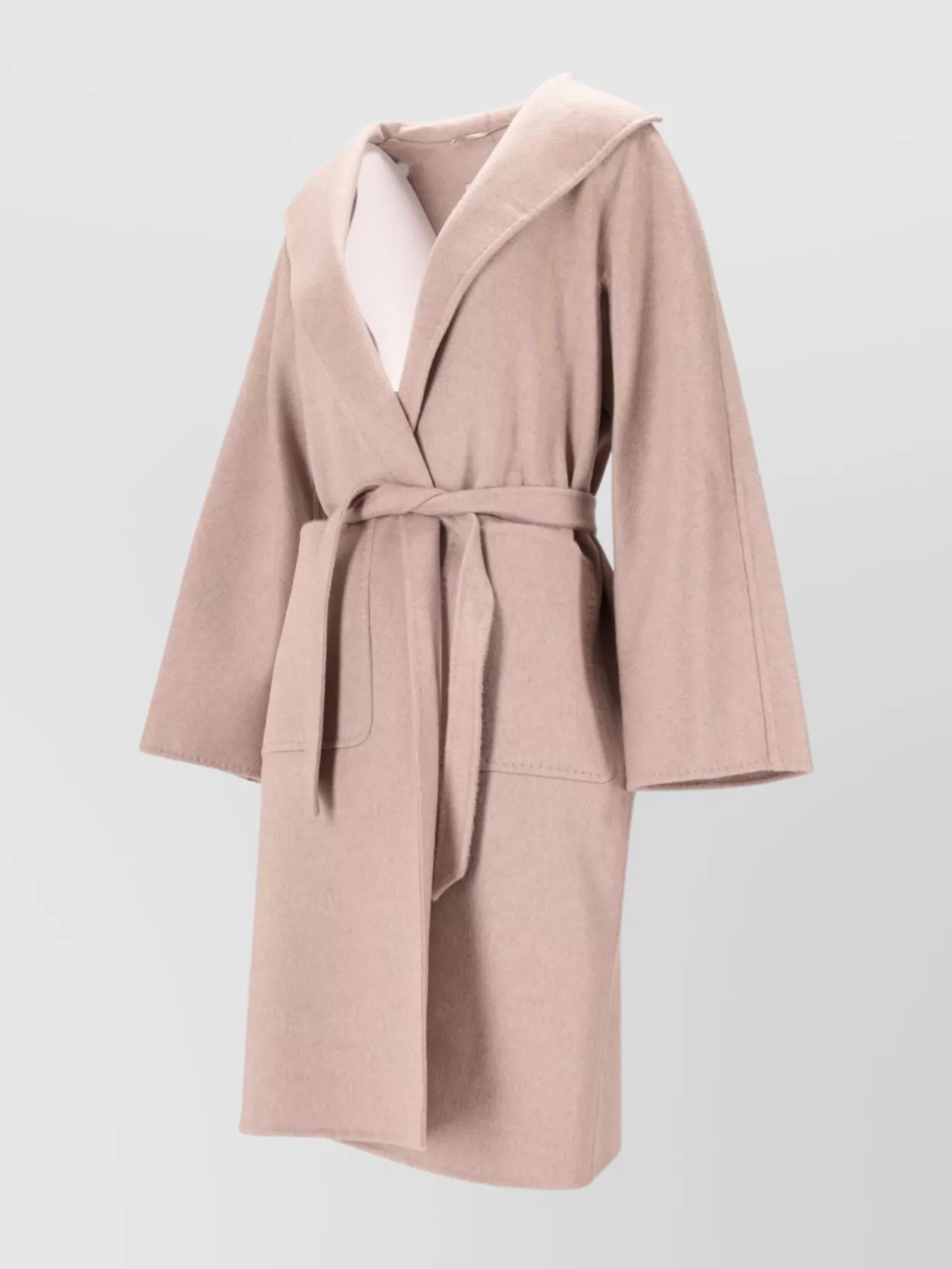 Max Mara Long Sleeve Hooded Belted Coat