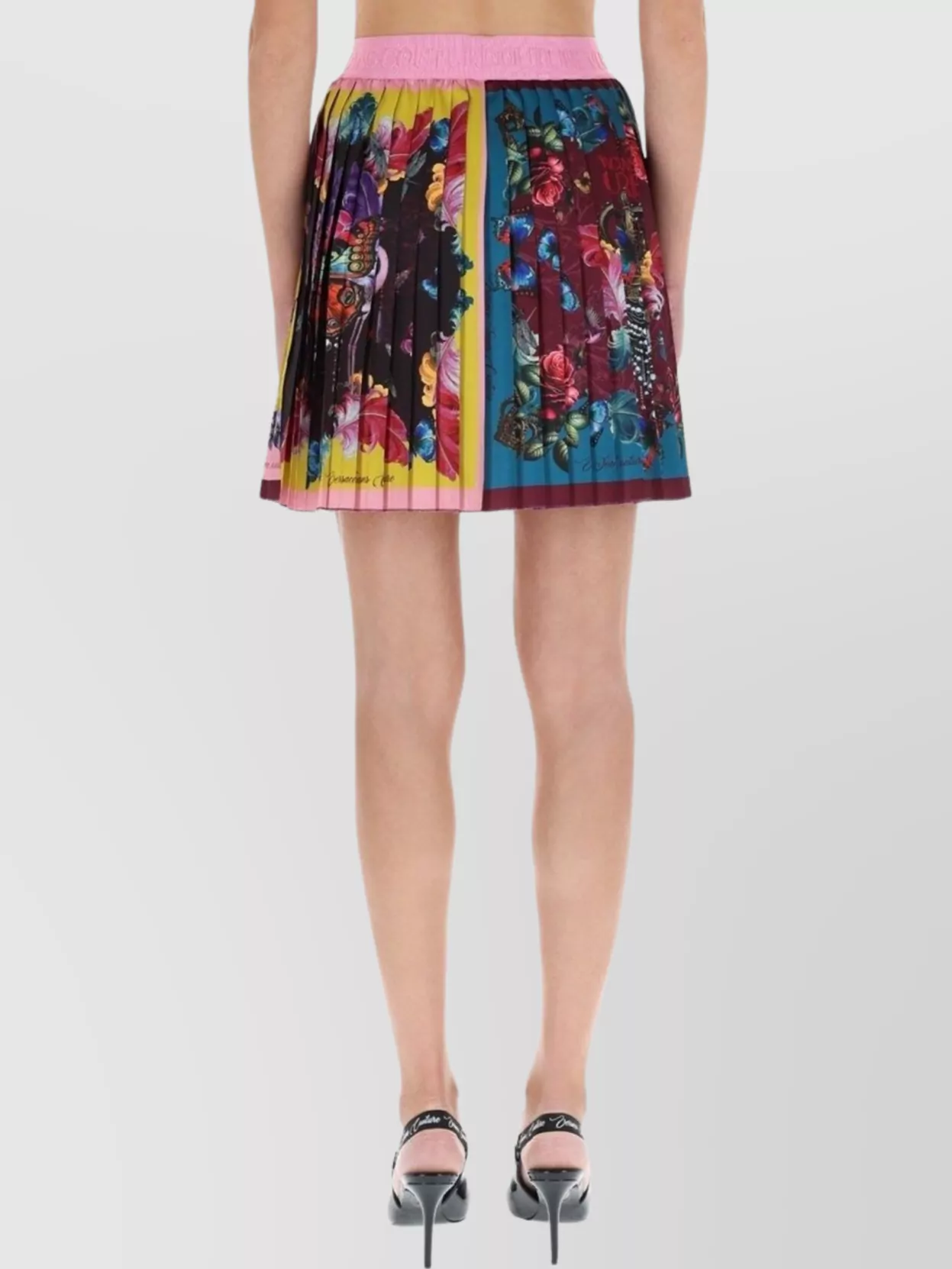 Versace Jeans Couture Graphic Print Pleated Skirt Above Knee