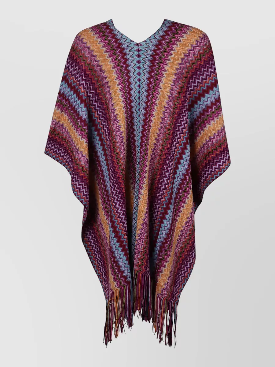 Missoni Zigzag Design Cape Fringe Detailing
