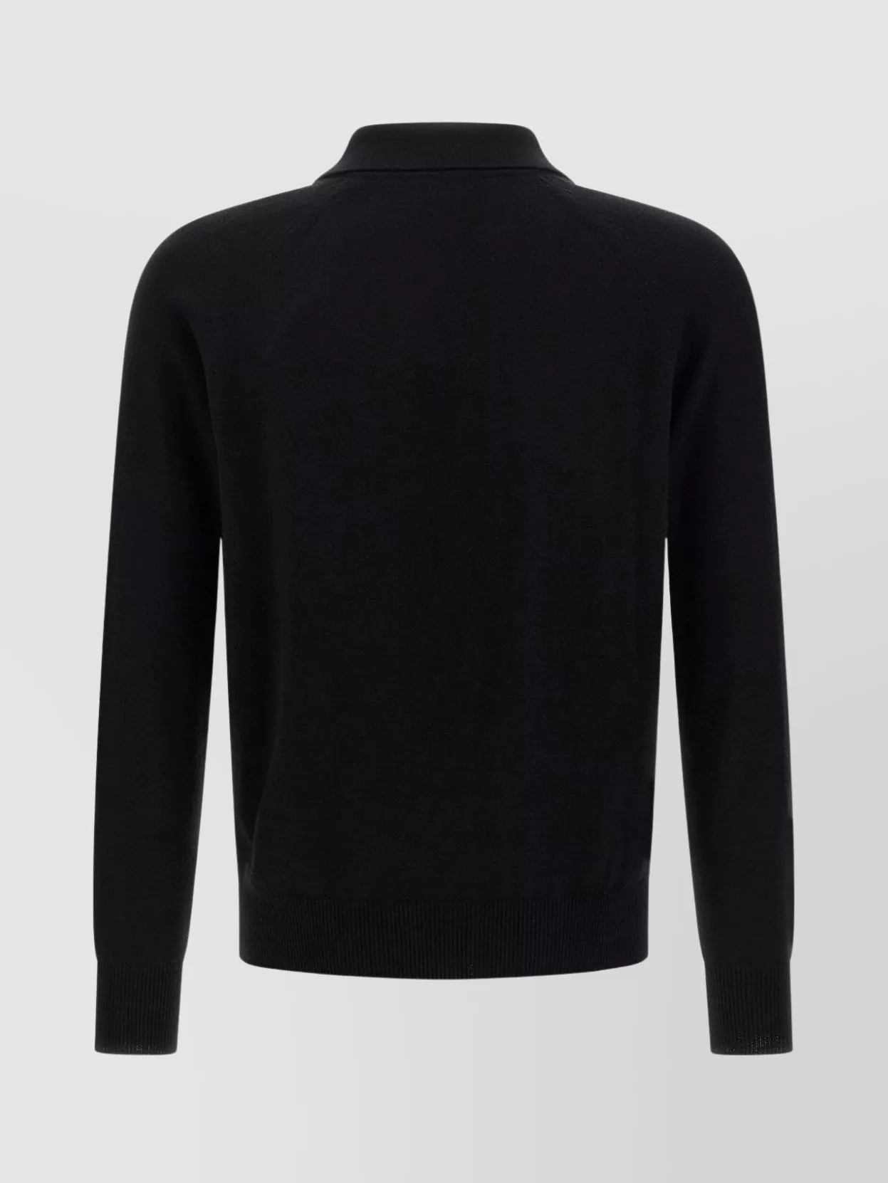 Saint Laurent Wool Polo Shirt Cuffs Ribbed In Black